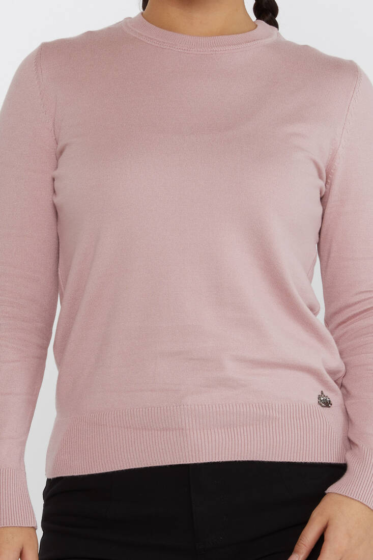 Women's Knitwear Basic Long Sleeve Powder - 31574 | KAZEE