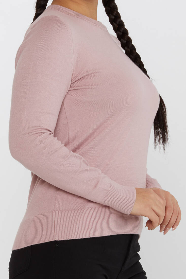 Women's Knitwear Basic Long Sleeve Powder - 31574 | KAZEE