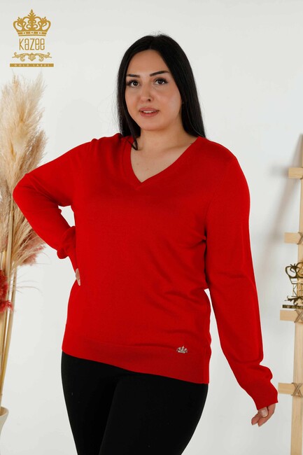 Women's Knitwear Basic Red - 30181 | KAZEE - Thumbnail