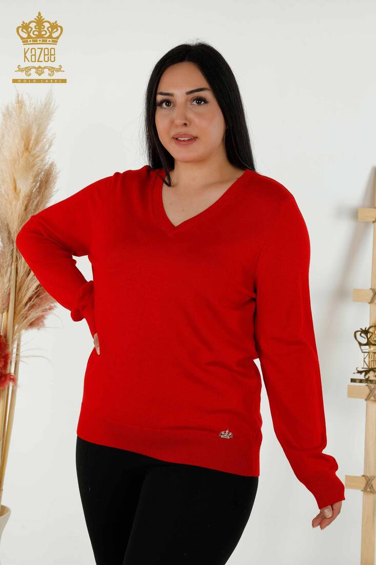 Women's Knitwear Basic Red - 30181 | KAZEE