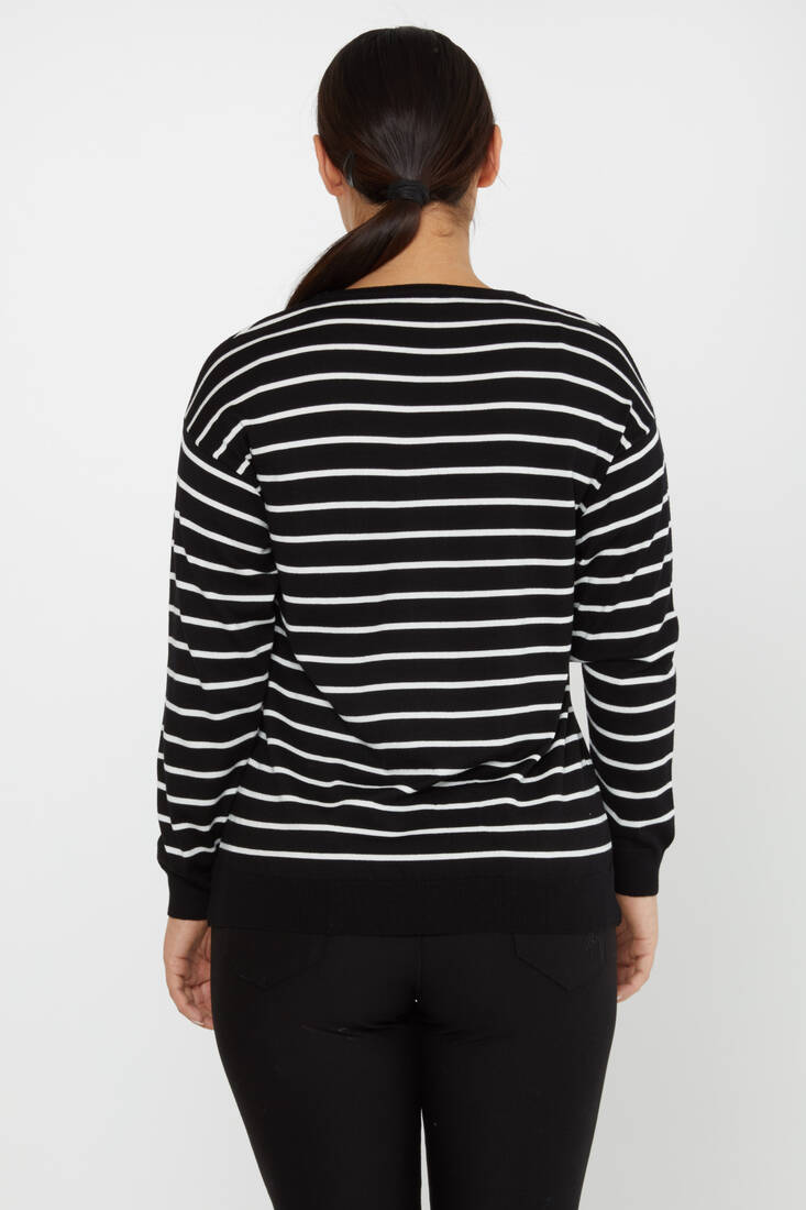 Women's Knitwear Basic Striped Black - 31210 | KAZEE