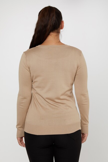 Women's Knitwear Basic V Neck Beige - 11071 | KAZEE - Thumbnail