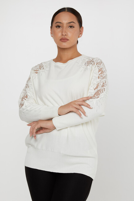Women's Knitwear Batwing Sleeve Ecru - 30767 | KAZEE - Thumbnail