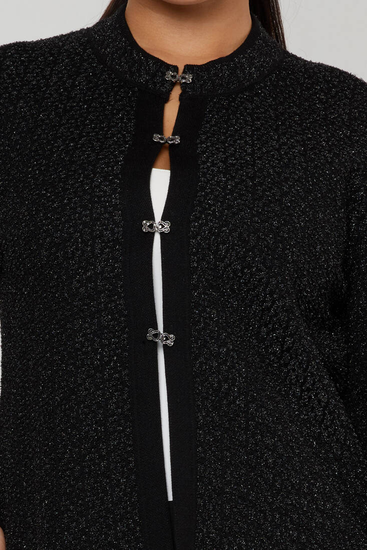 Women's Knitted Cardigan Glitter - Black - 30710 | KAZEE