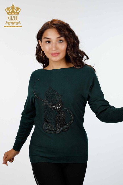 Women's Knitwear Cat Patterned Nefti - 15284 | KAZEE - Thumbnail