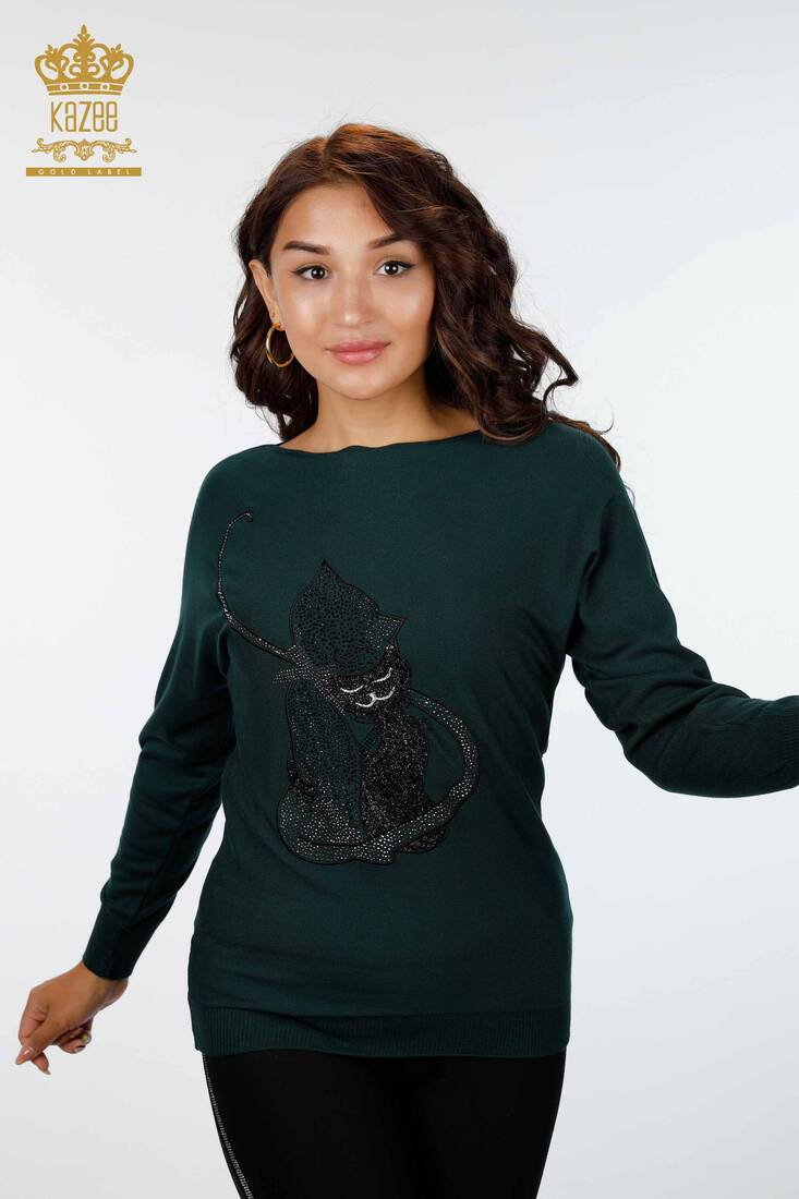 Women's Knitwear Cat Patterned Nefti - 15284 | KAZEE