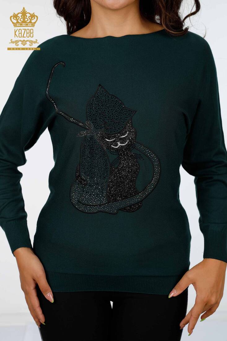 Women's Knitwear Cat Patterned Nefti - 15284 | KAZEE