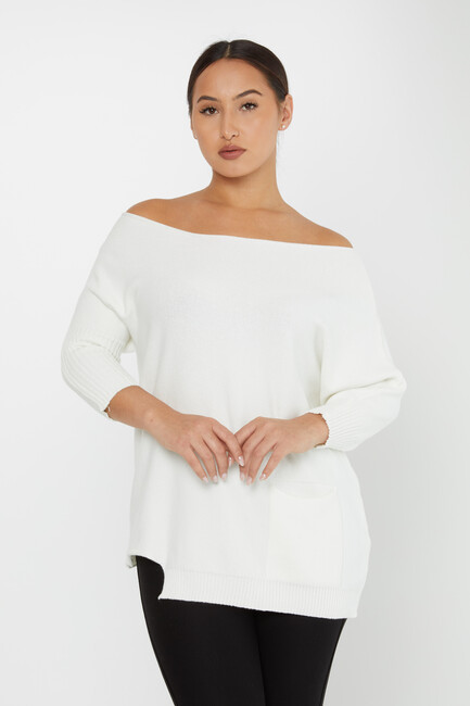 Women's Knitwear Collar Detail Ecru - 30237 | KAZEE - Thumbnail