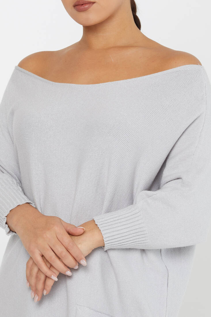 Women's Knitwear Collar Detail Gray - 30237 | KAZEE