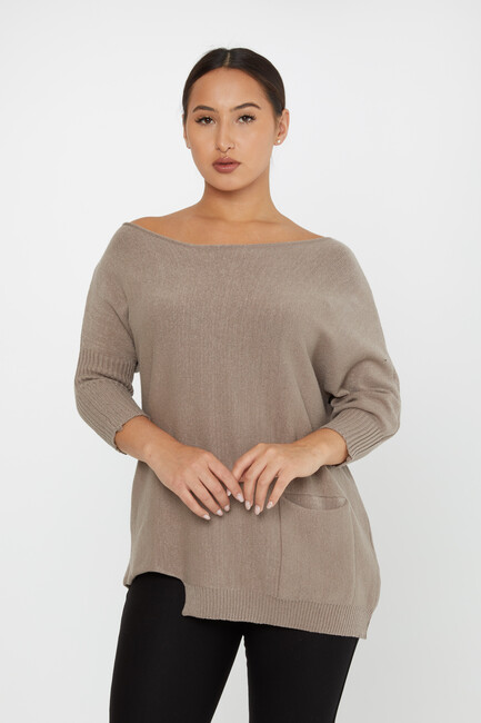 Women's Knitwear Collar Detailed Mink - 30237 | KAZEE - Thumbnail
