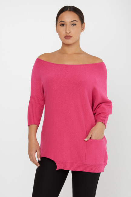 Women's Knitwear Collar Detail Pink - 30237 | KAZEE - Thumbnail