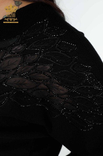 Women's Knitwear Embroidered Embroidered Black - 16942 | KAZEE - Thumbnail