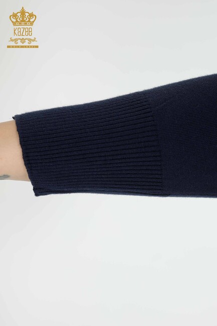 Women's Knitwear Embroidered Navy Blue - 16942 | KAZEE - Thumbnail
