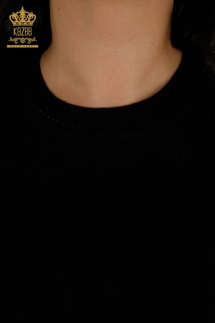 Women's Knitwear Embroidered Black - 30129 | KAZEE - Thumbnail