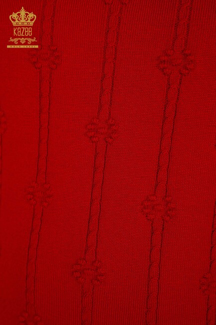 Women's Knitwear Embroidered Red - 30129 | KAZEE - Thumbnail