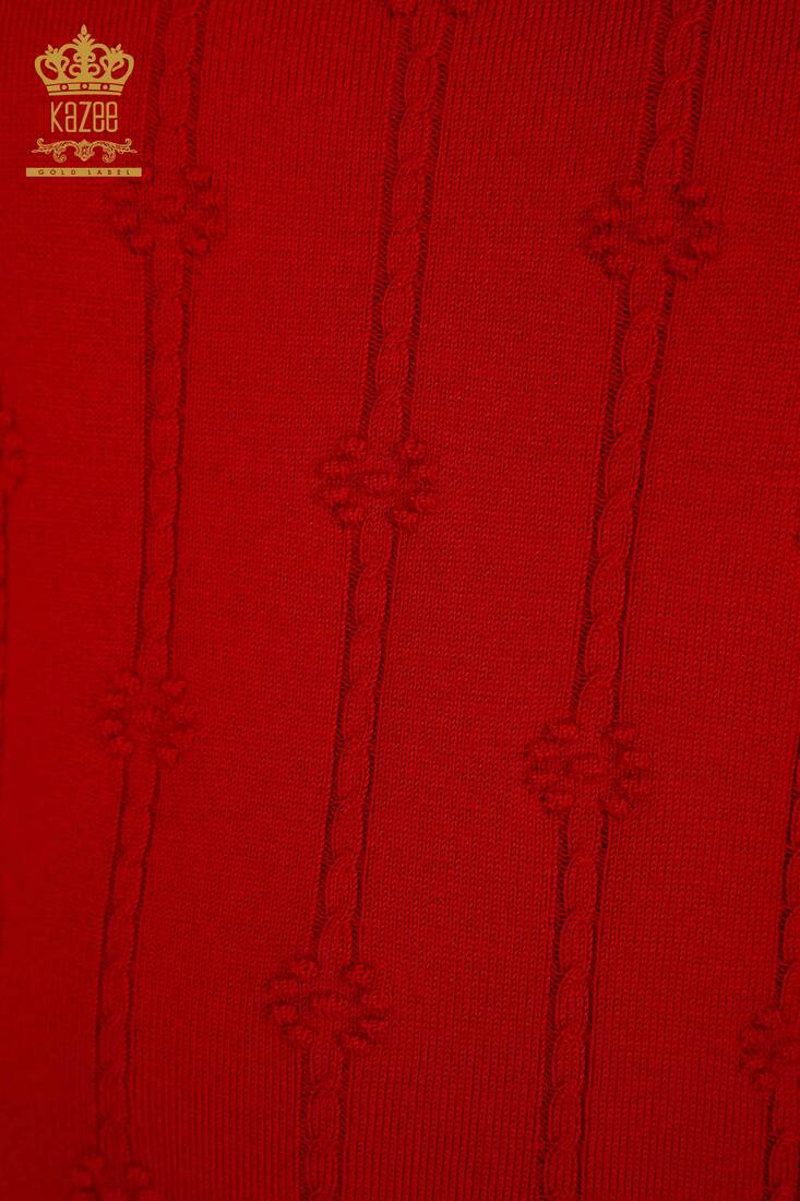 Women's Knitwear Embroidered Red - 30129 | KAZEE