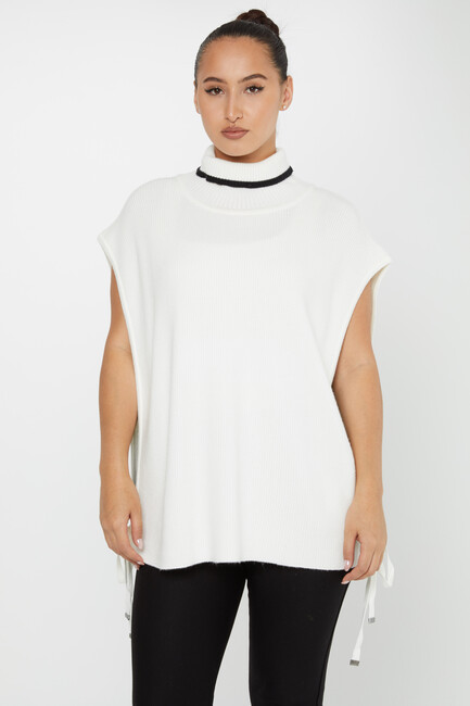 Women's Knitted Turtleneck Sweater Ecru - 30229 | KAZEE - Thumbnail