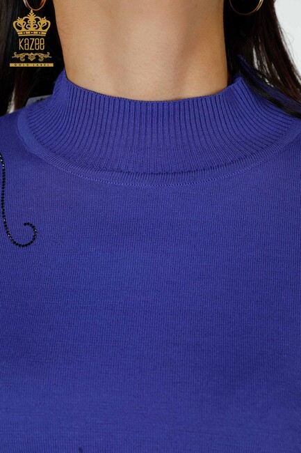 Women's Knitwear Floral Pattern Violet - 16597 | KAZEE - Thumbnail