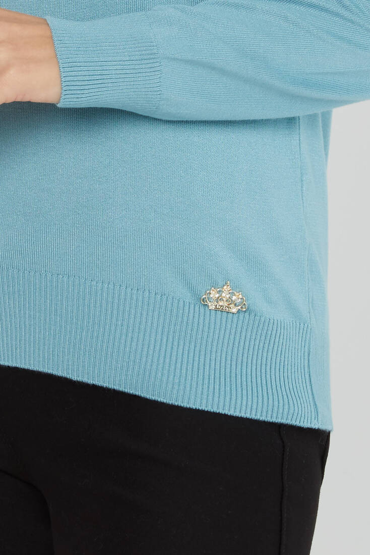 Women's Knitwear Stand Collar Basic Mint - 30613 | KAZEE