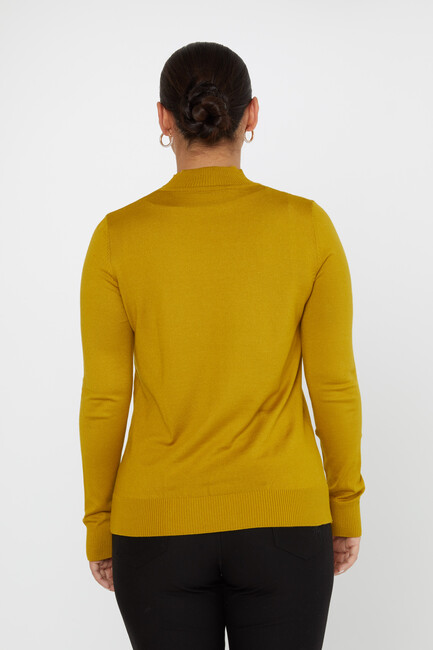 Women's Knitwear Stand Collar Basic Saffron - 30613 | KAZEE - Thumbnail