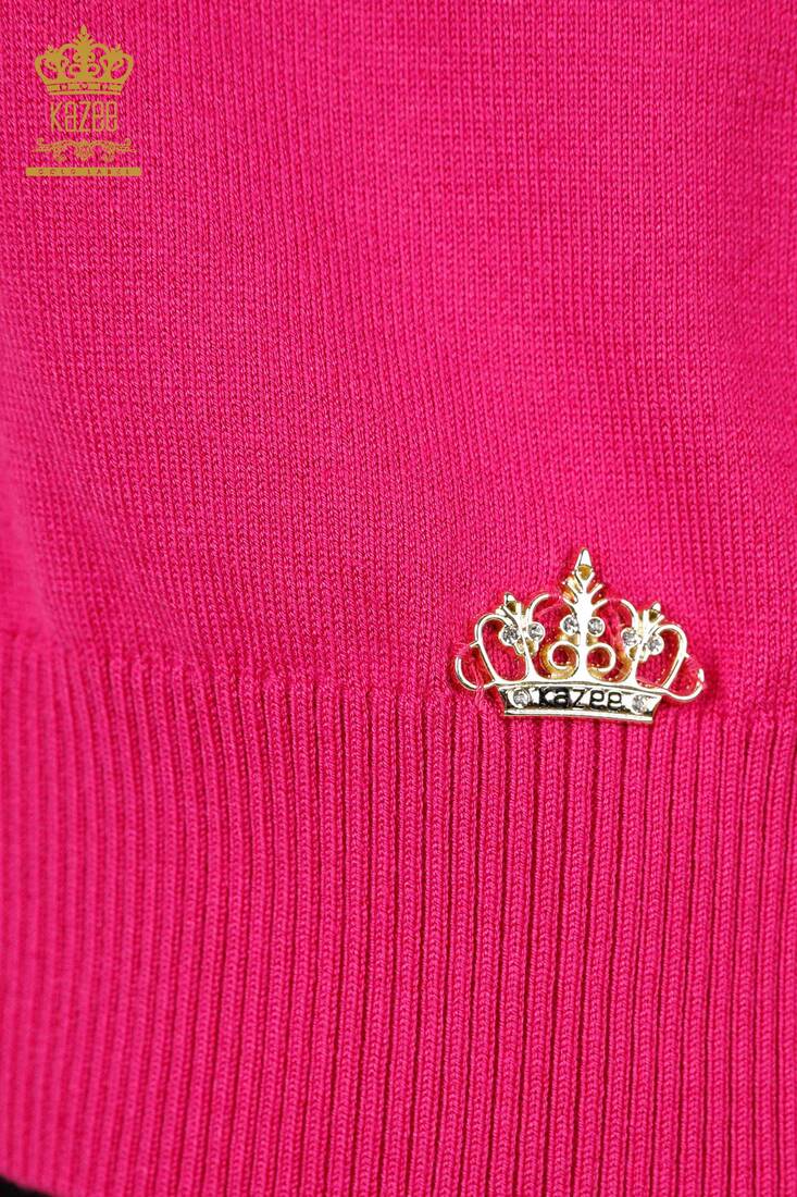 Women's Knitwear Standing Neck Fuchsia - 16168 | KAZEE