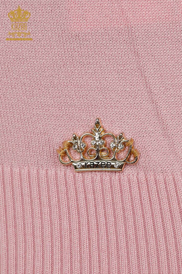 Women's Knitwear Standing Collar Light Pink - 16168 | KAZEE