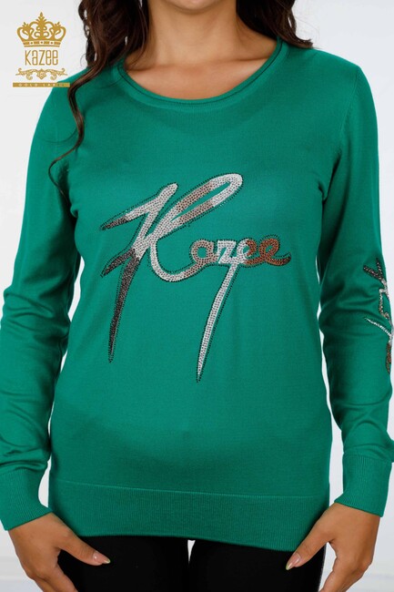 Women's Knitwear Kazee Written Green - 16619 | KAZEE - Thumbnail