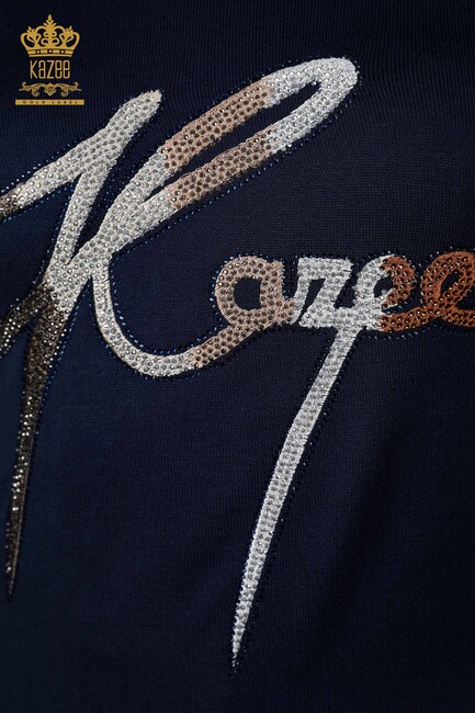 Women's Knitwear Kazee Written Navy Blue - 16619 | KAZEE - Thumbnail
