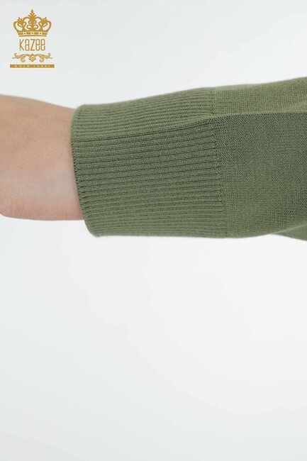 Women's Knitwear Leaf Patterned Khaki - 30124 | KAZEE - Thumbnail