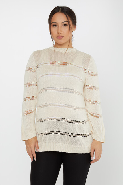 Women's Knitwear Long Sleeve Beige - 30298 | KAZEE - Thumbnail