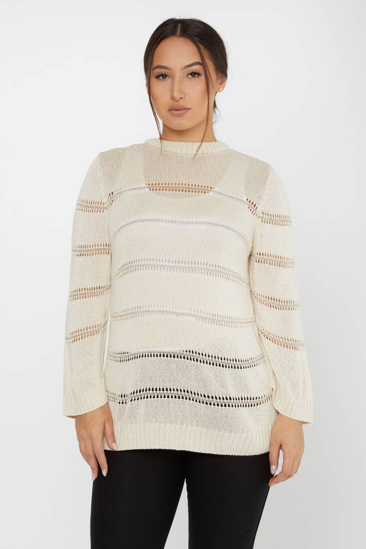 Women's Knitwear Long Sleeve Beige - 30298 | KAZEE
