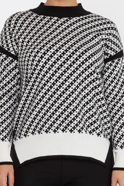 Women's Knitwear Patterned Black-Ecru - 30953 | KAZEE - Thumbnail