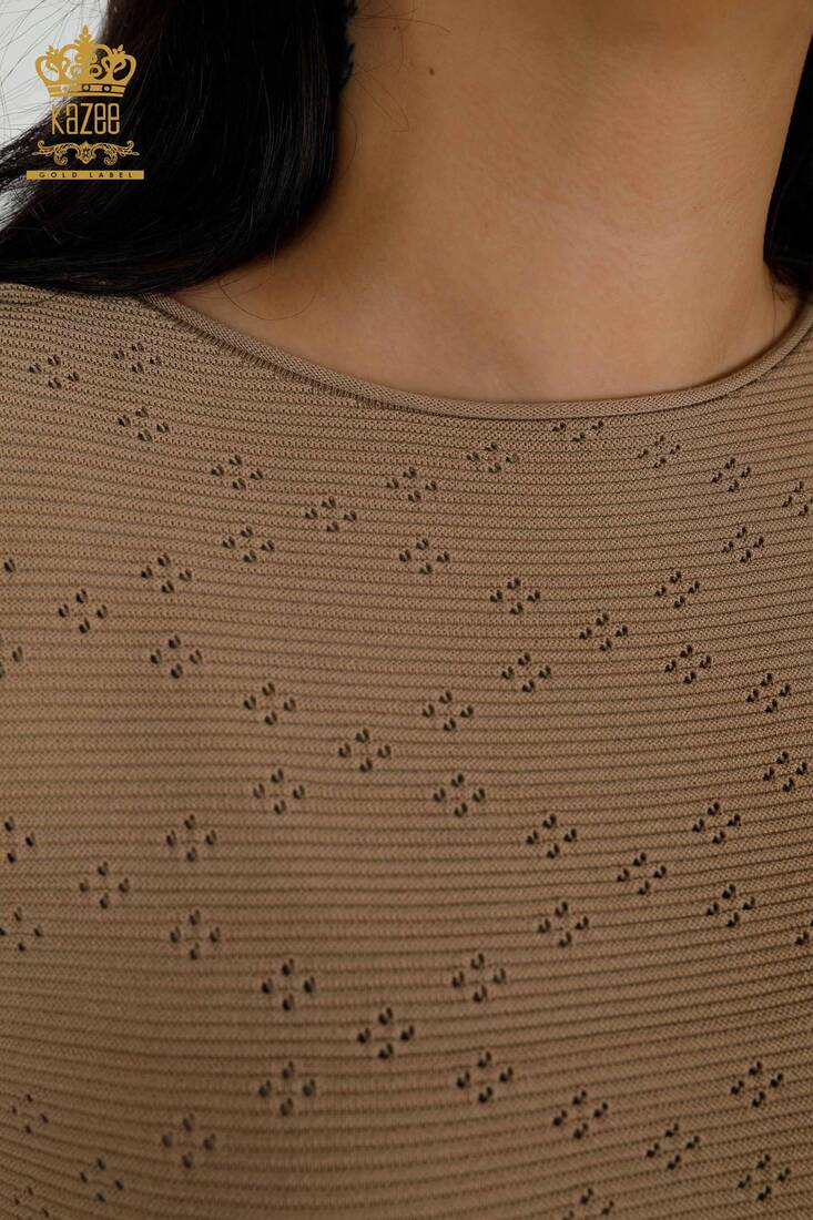 Women's Knitwear Patterned Dark Beige - 30083 | KAZEE
