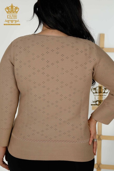 Women's Knitwear Patterned Dark Beige - 30083 | KAZEE - Thumbnail