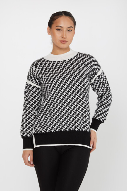 Women's Knitwear Patterned Ecru-Black - 30953 | KAZEE - Thumbnail