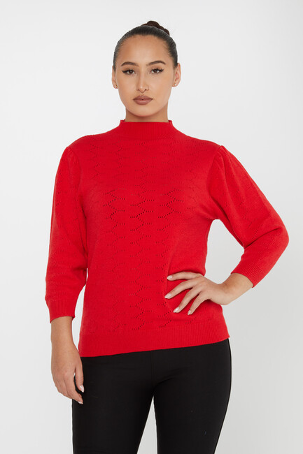 Women's Knitwear Patterned Red - 30341 | KAZEE - Thumbnail