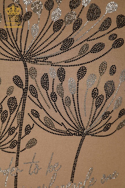 Women's Knitwear Text Patterned Beige - 30156 | KAZEE - Thumbnail