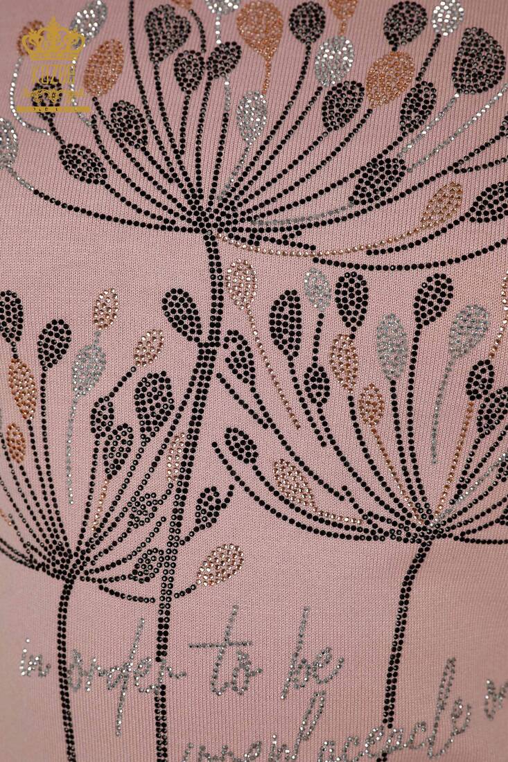 Women's Knitwear Text Patterned Powder - 30156 | KAZEE