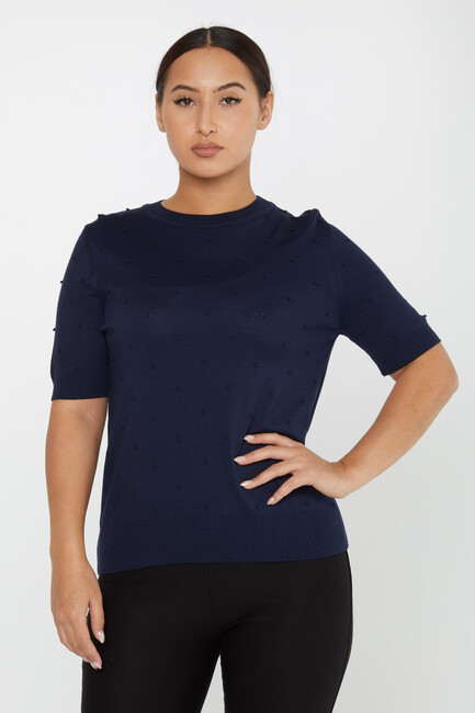 Women's Knitwear Self-Woven American Model Navy Blue - 30131 | KAZEE - Thumbnail