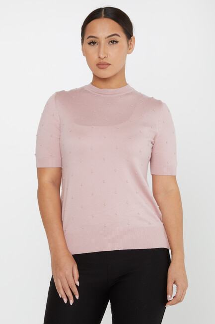 Women's Knitwear Self-Woven American Model Powder - 30131 | KAZEE - Thumbnail