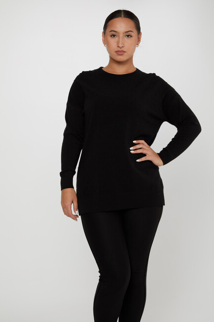 Women's Knitwear Self-Woven Black - 31072 | KAZEE - Thumbnail