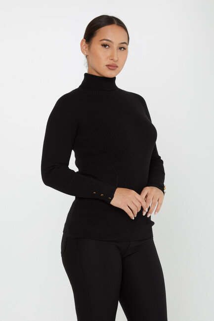 Women's Knitwear Sleeve Detail Black - 16173 | KAZEE - Thumbnail