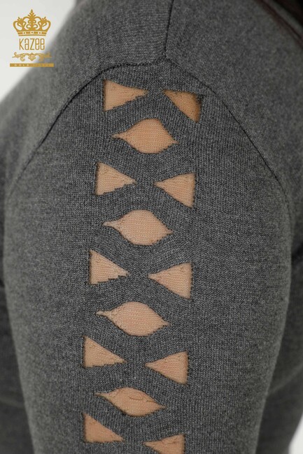 Women's Knitwear Sleeve Detailed Anthracite - 15185 | KAZEE - Thumbnail