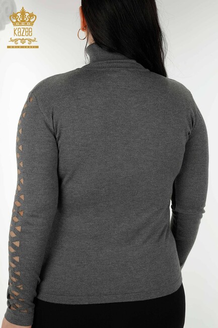 Women's Knitwear Sleeve Detailed Anthracite - 15185 | KAZEE - Thumbnail