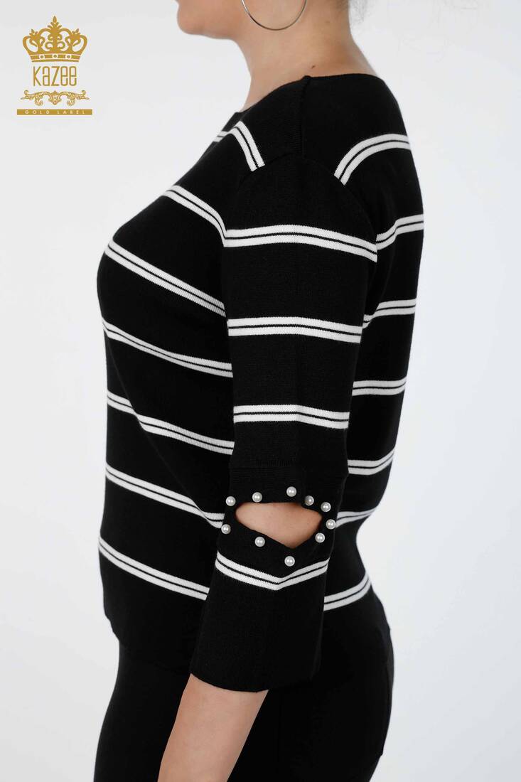 Women's Knitwear Sleeve Detailed Black - 14422 | KAZEE