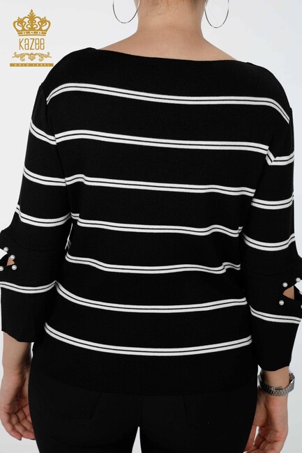 Women's Knitwear Sleeve Detailed Black - 14422 | KAZEE - Thumbnail