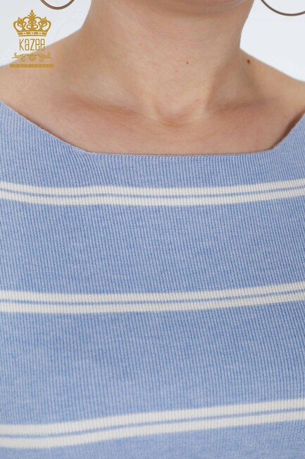 Women's Knitwear Sleeve Detailed Blue - 14422 | KAZEE - Thumbnail