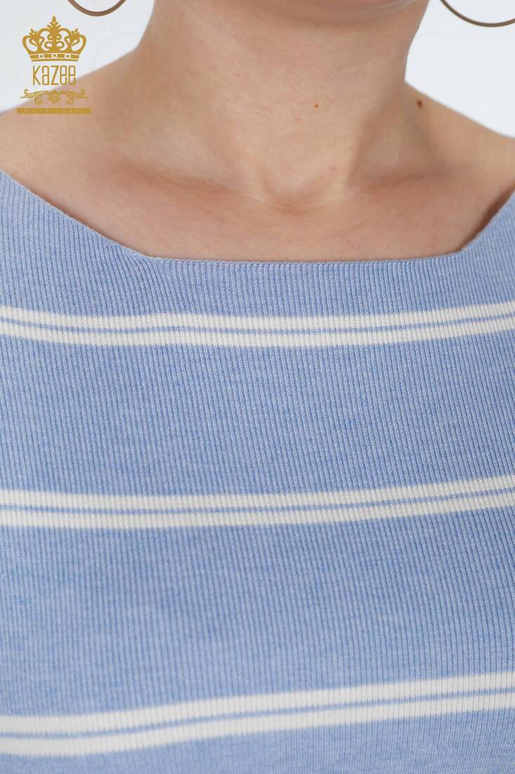 Women's Knitwear Sleeve Detailed Blue - 14422 | KAZEE