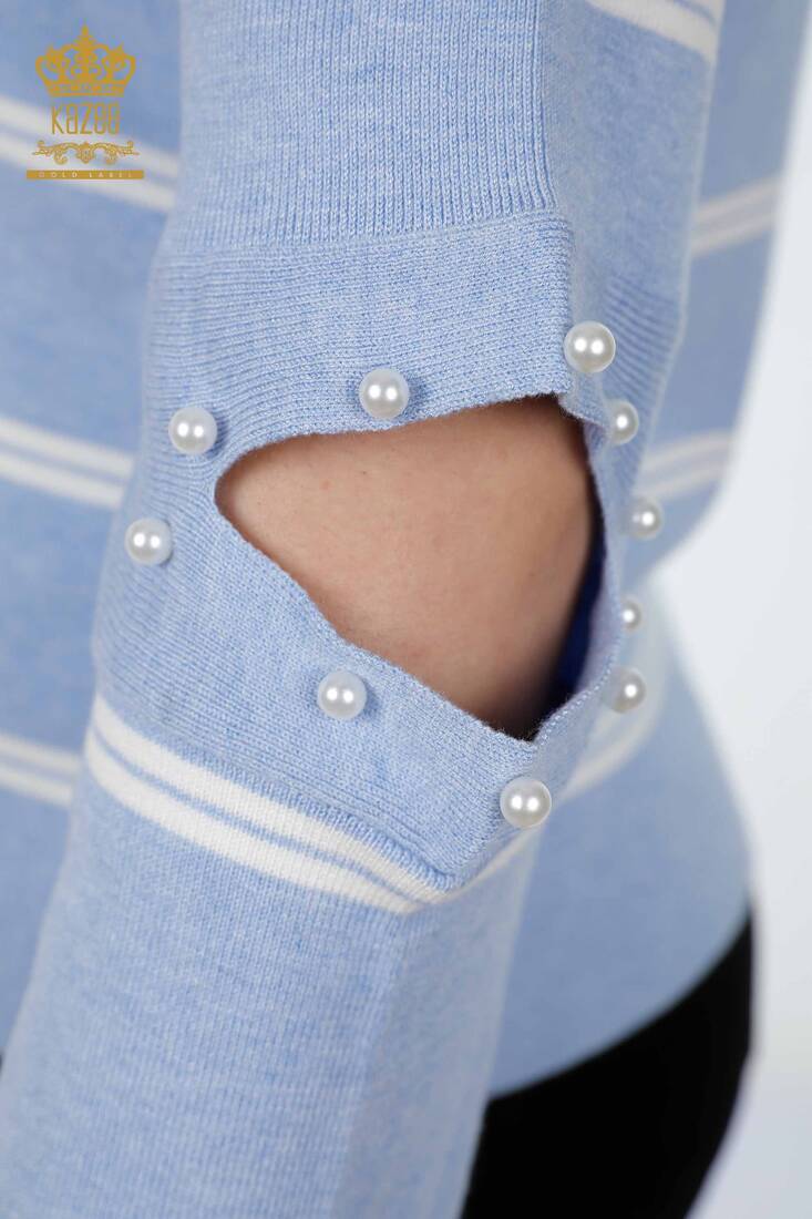 Women's Knitwear Sleeve Detailed Blue - 14422 | KAZEE