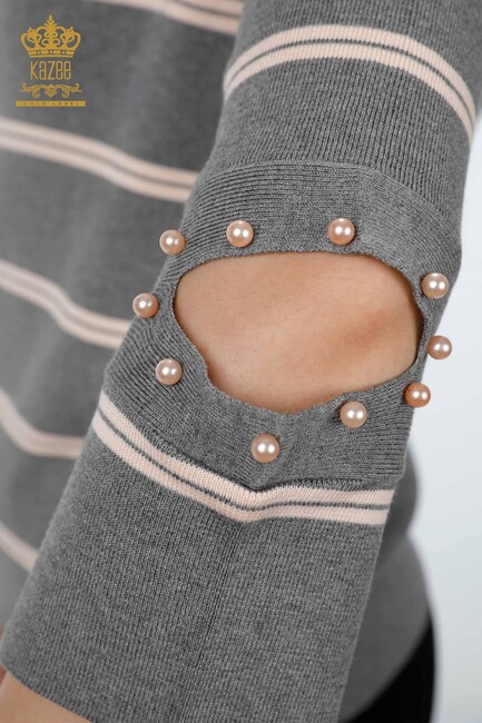 Women's Knitwear Sleeve Detailed Gray - 14422 | KAZEE - Thumbnail